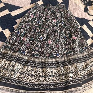 Marine Layer Black and White Floral A-Line Skirt
